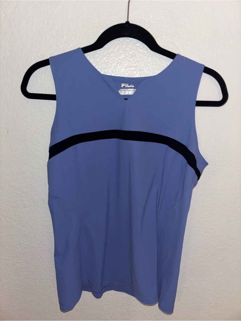 FILA Blue Lavender Athletic Tank with Black Stripe